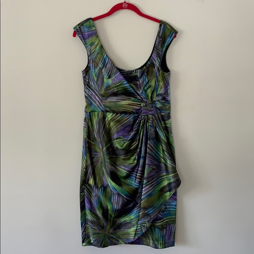Maggy L. size 8 satin multi colored dress